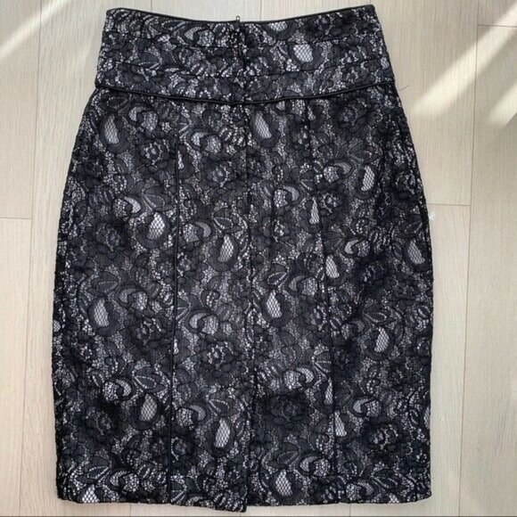 BLACK Lace Pencil Skirt Bodycon High Waist Zipper - Picture 6 of 6